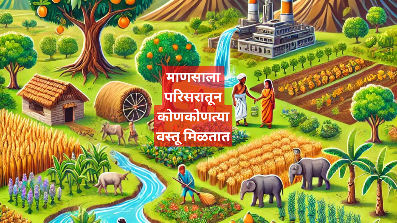 माणसाला परिसरातून कोणकोणत्या वस्तू मिळतात