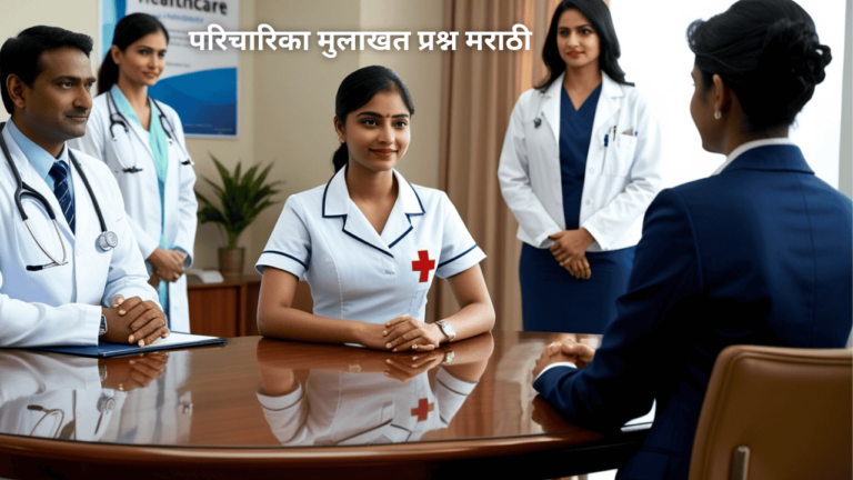 A young Indian nurse sitting confidently in a hospital interview room, facing a panel of healthcare professionals.